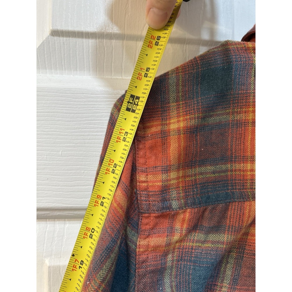 Toad & Co Orange Blue Plaid Flannel Button Up Sz S Long Sleeve Outdoor Gorpcore - Picture 7 of 9